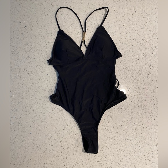 Chic Black One-Piece Swimsuit - Picture 1 of 4